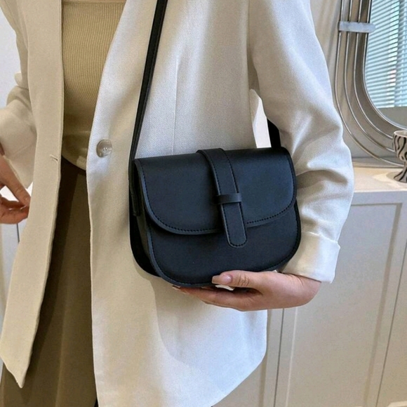 Mini Solid Color Saddle Bag, Fashion Crossbody Flap Bag, Buckle Decor Shoulder - Picture 4 of 6